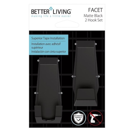 Better Living Better Living Facet 3.38 in. H X 1.25 in. W X 1.5 in. L Matte Black Bath Hook 13866